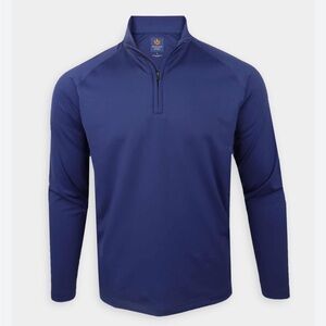 Donald Ross Men's Blue Long Sleeve 1/4 zip Polo Shirt